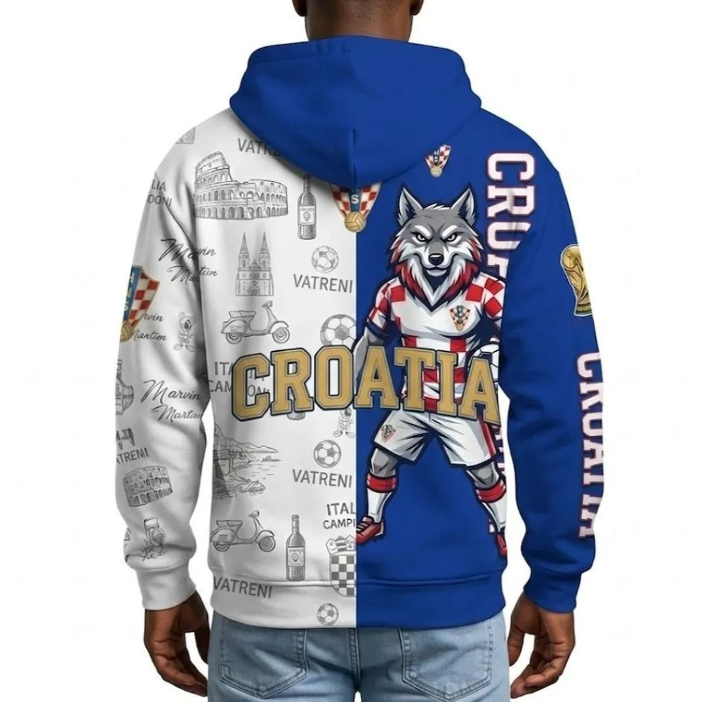 Croatia Football Themed All Over Printed Hoodie