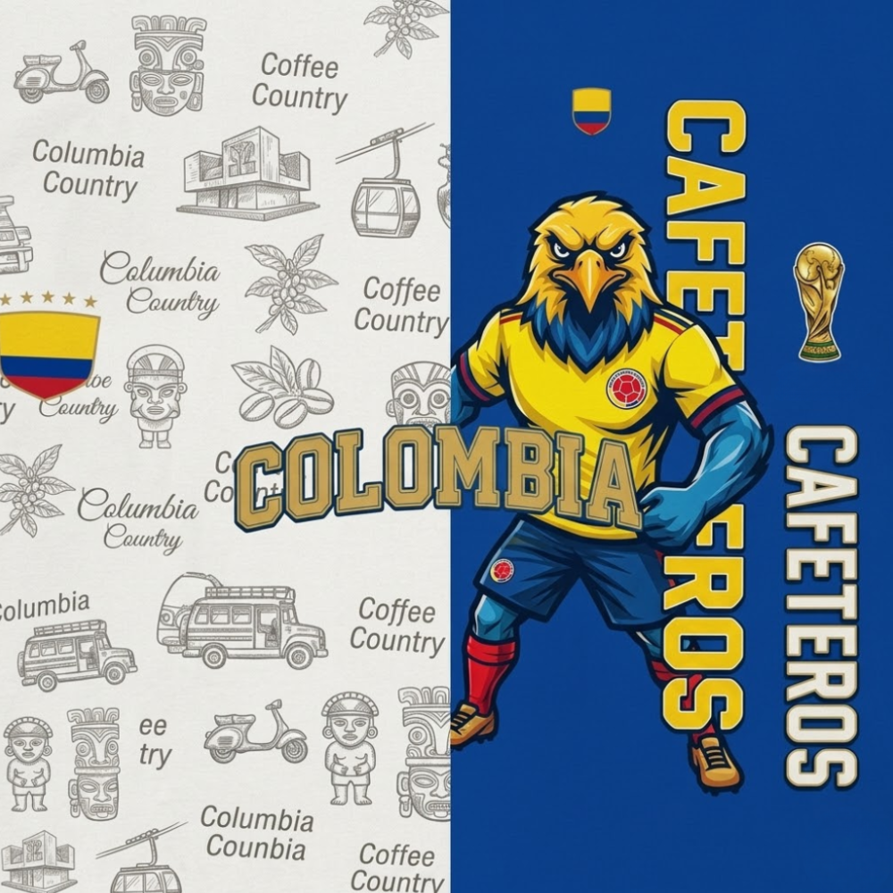 Colombia Football Themed All Over Printed Hoodie