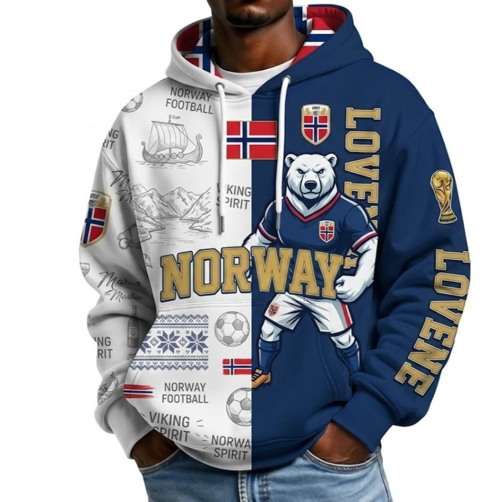 Norway Football Themed All Over Printed Hoodie
