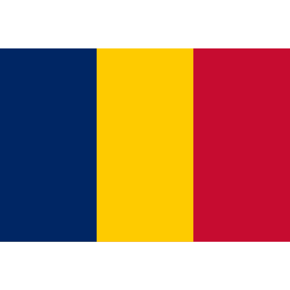 Chad Flag - front view on white background