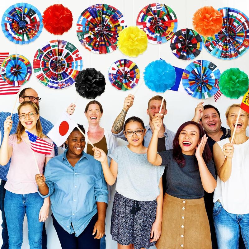 International Flags Hanging Decorations – 42 Pc Set for Celebrations-Globe Flags