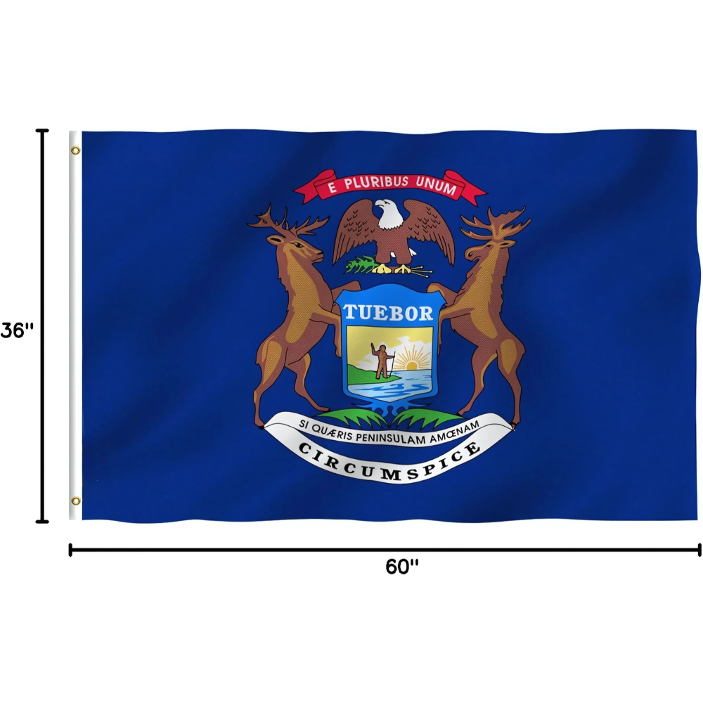 Michigan State Flag With Emblem-Globe Flags