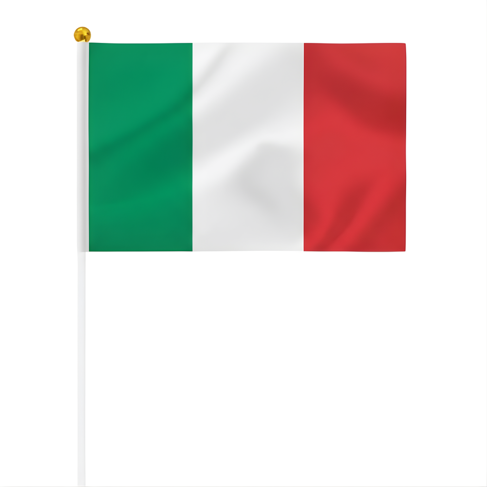 10 Pieces Of Official FIFA 2026 Italy Mini Flags - front view on white background