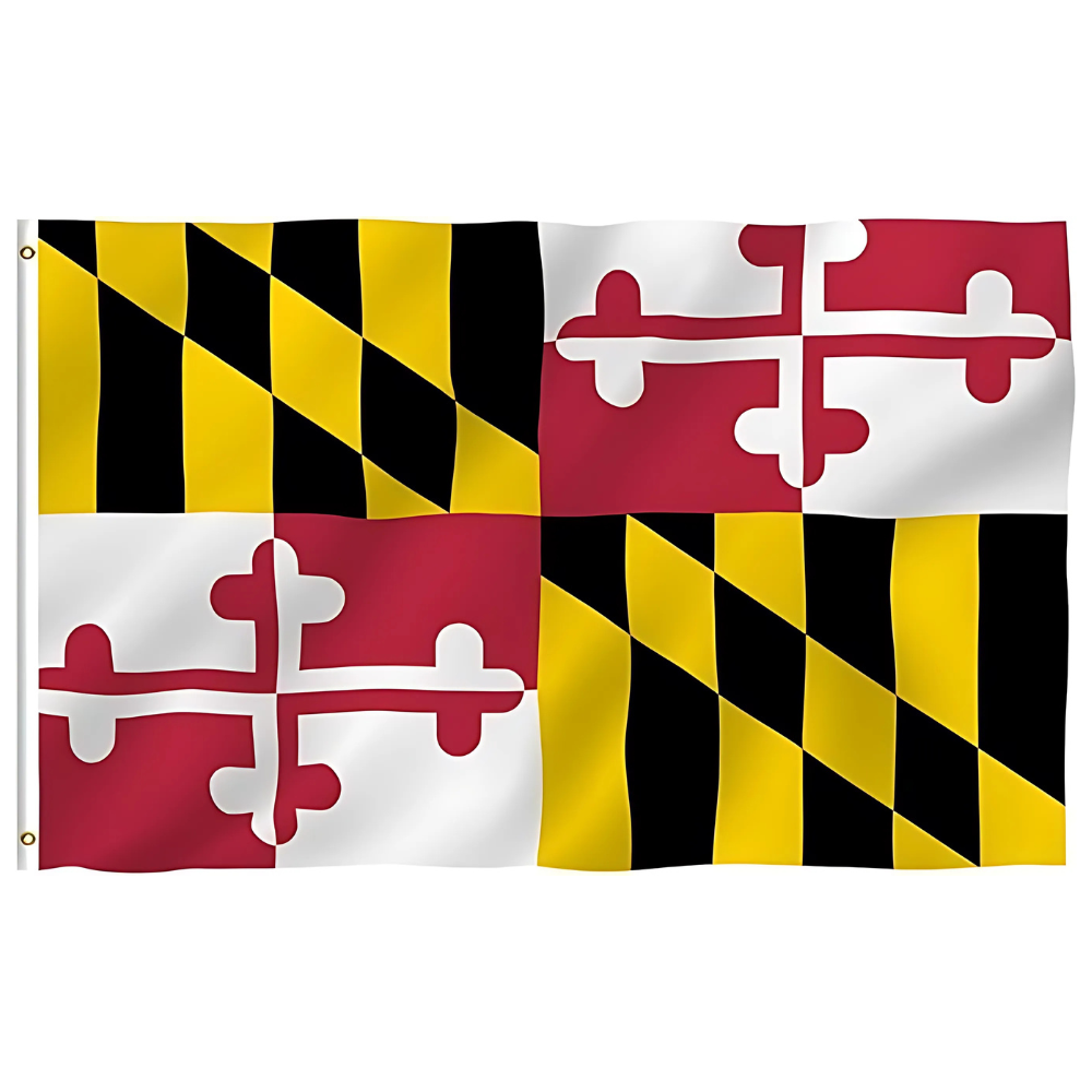 Maryland State Flag With Reinforced Stitching - front view on white background