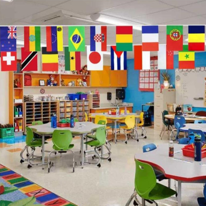 World Flags Bunting Banner - International Flags for Events close-up showing fabric and print quality