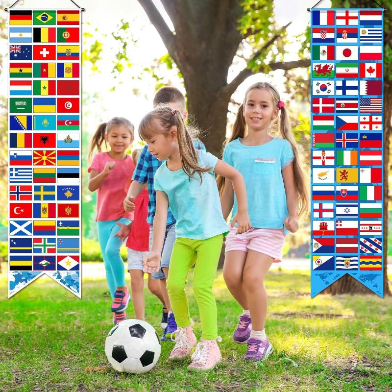 International Flags Style Hanging Banners-Globe Flags