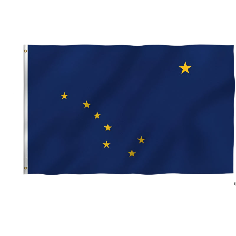 Alaska State Flag With Brass Grommets flying on outdoor flagpole
