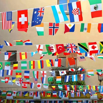 International Flags Banner With 100 Country Flags-Globe Flags