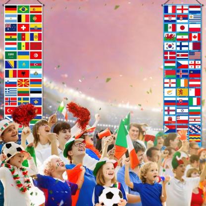 International Flags Style Hanging Banners-Globe Flags