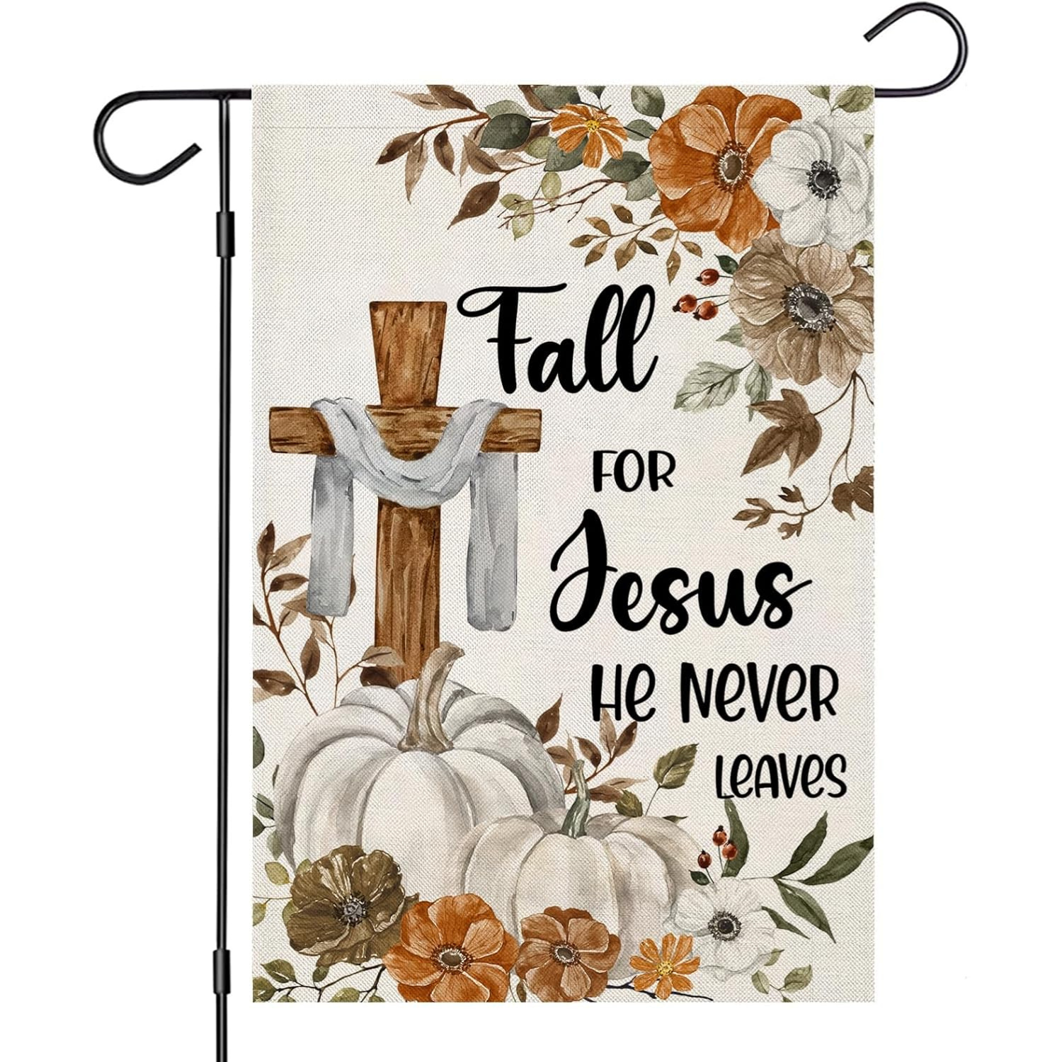 Rustic Christian Flag With Cross And Pumpkins-Globe Flags