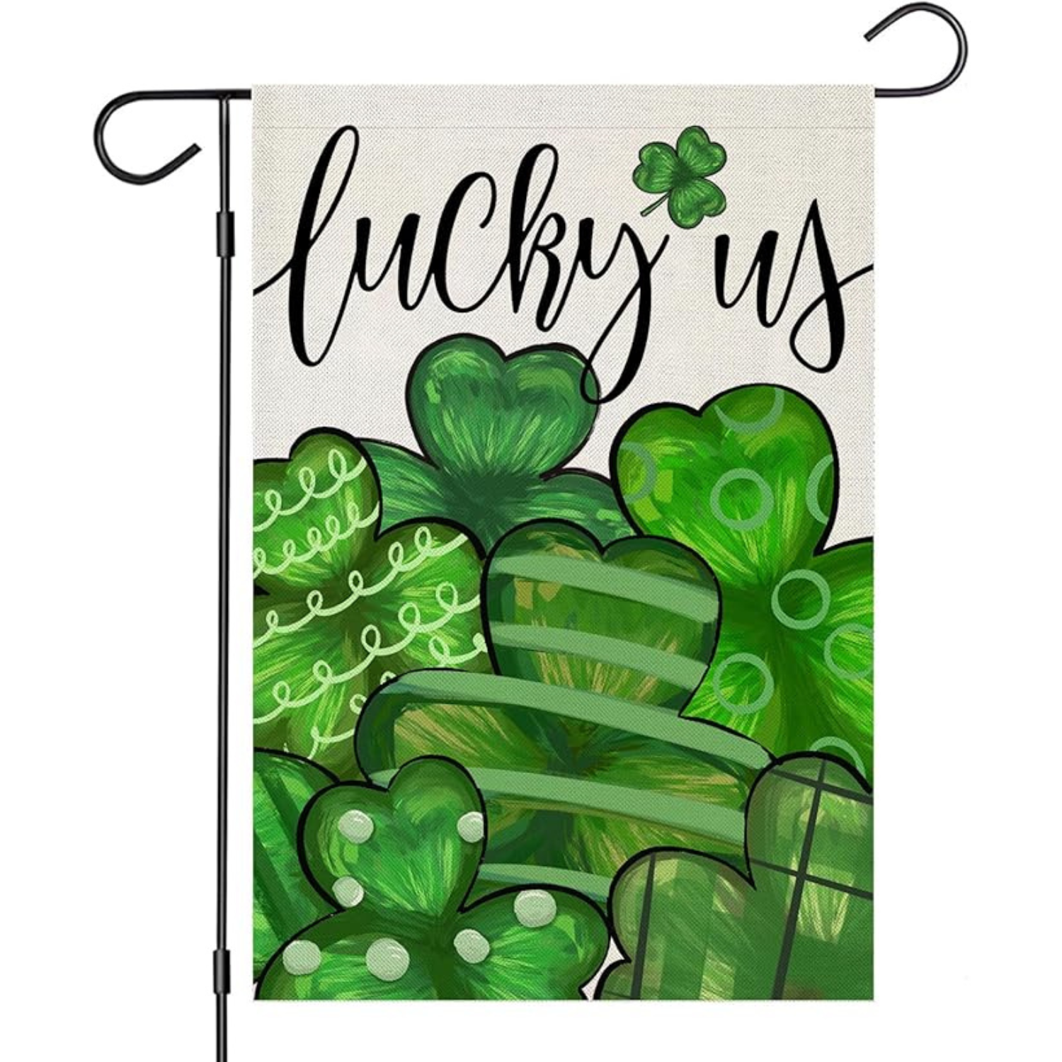 St Patricks Day Shamrock Striped And Dotted Yard Flag-Globe Flags