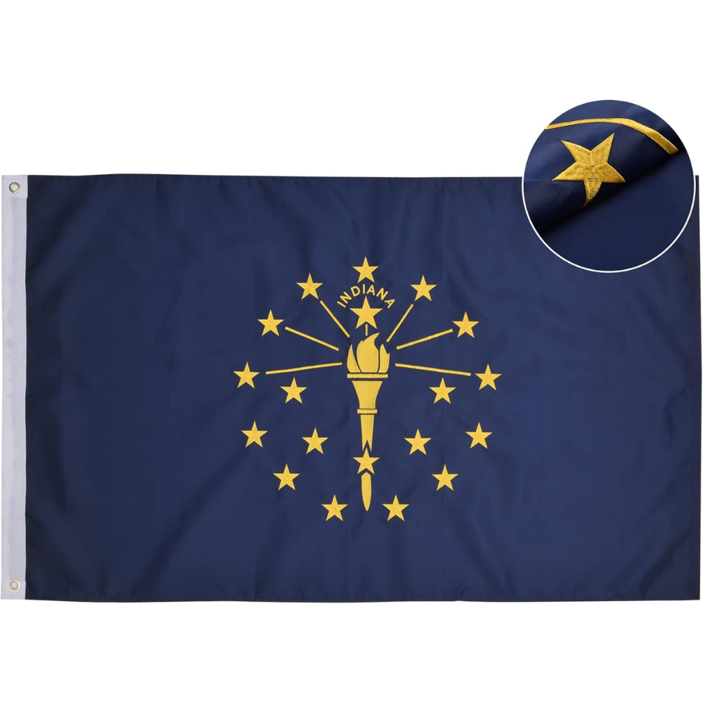 Indiana State Flag Embroidered Nylon With Brass Grommets-Globe Flags