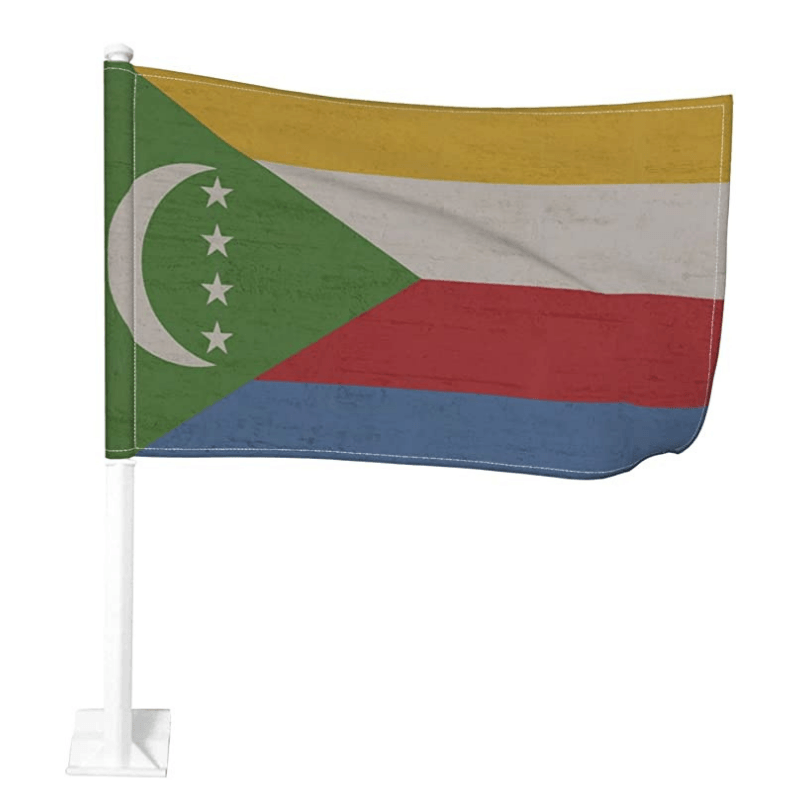 Comoros Car Window Flag-Globe Flags