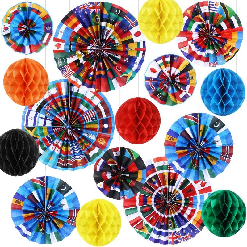 International Flags Hanging Decorations – 42 Pc Set for Celebrations-Globe Flags