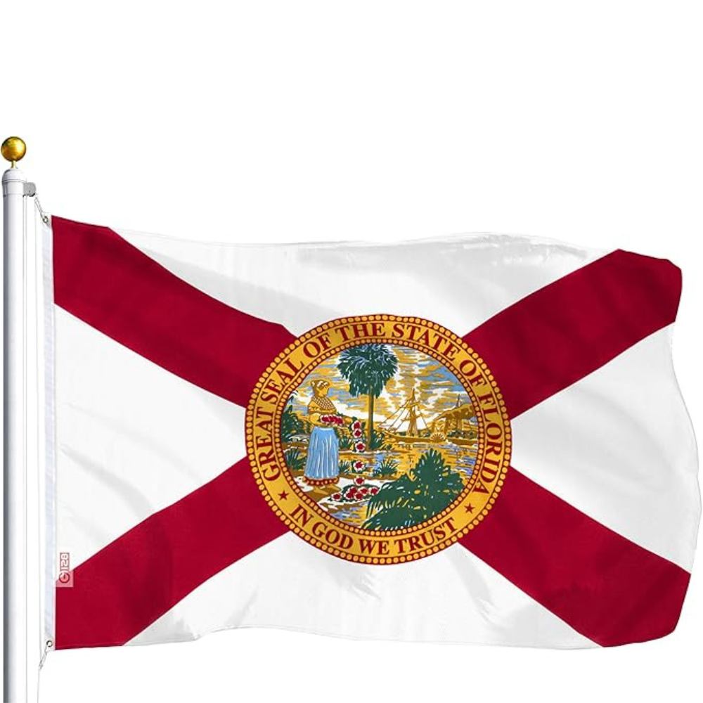 Florida State Flag - Official Seal and Red Cross Design-Globe Flags