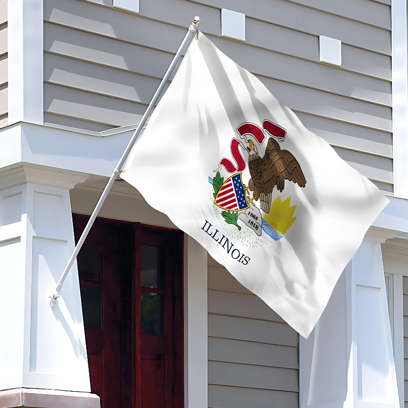Illinois State Flag - For Outdoor and Indoor Display - front view on white background