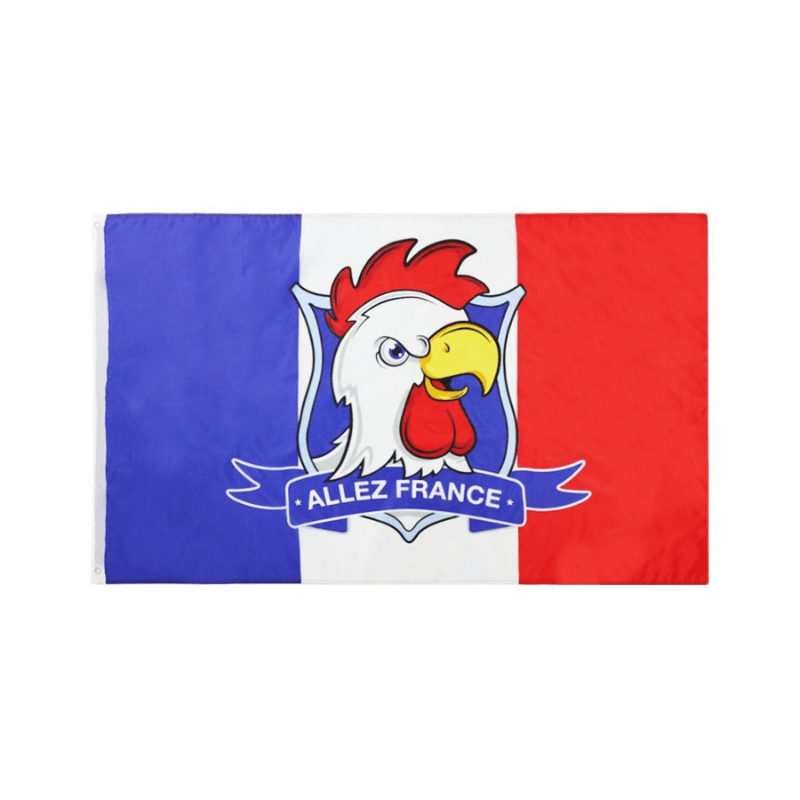 Allez France Footix Flag - front view on white background