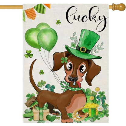 St Patrick Dog Flag For Festive Garden Cheer-Globe Flags