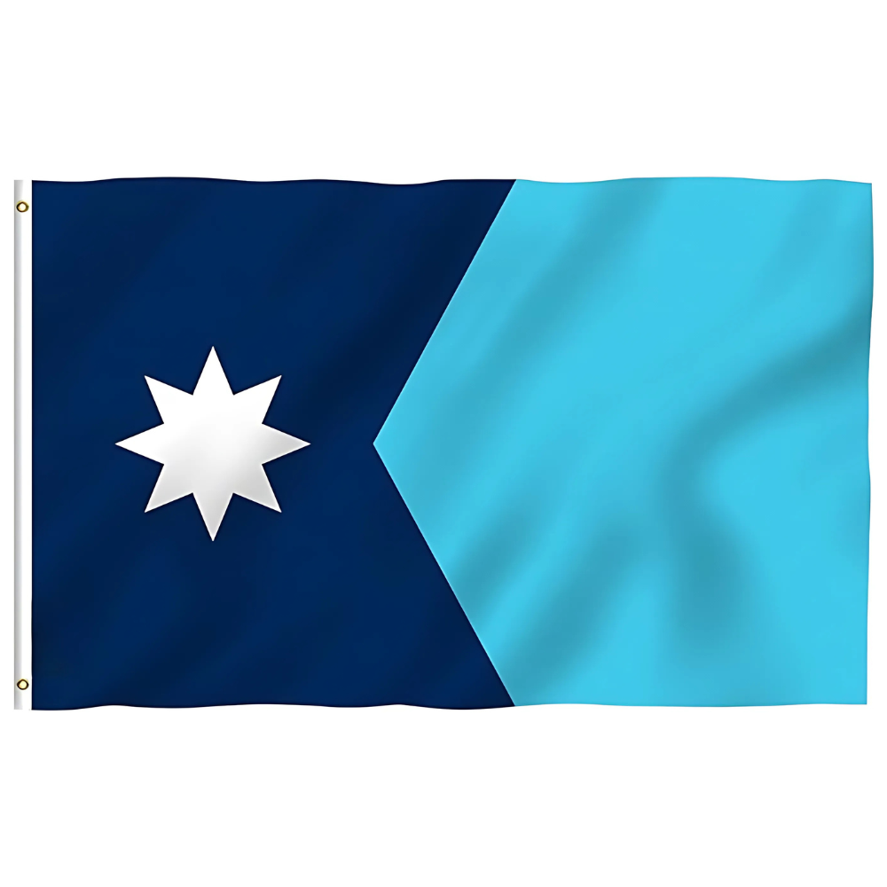 Minnesota State Flag With Geometric Star Design - front view on white background