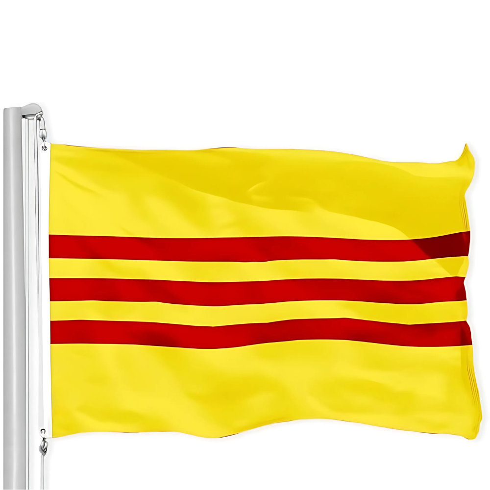 South Vietnamese Flag With Horizontal Stripe Design - front view on white background