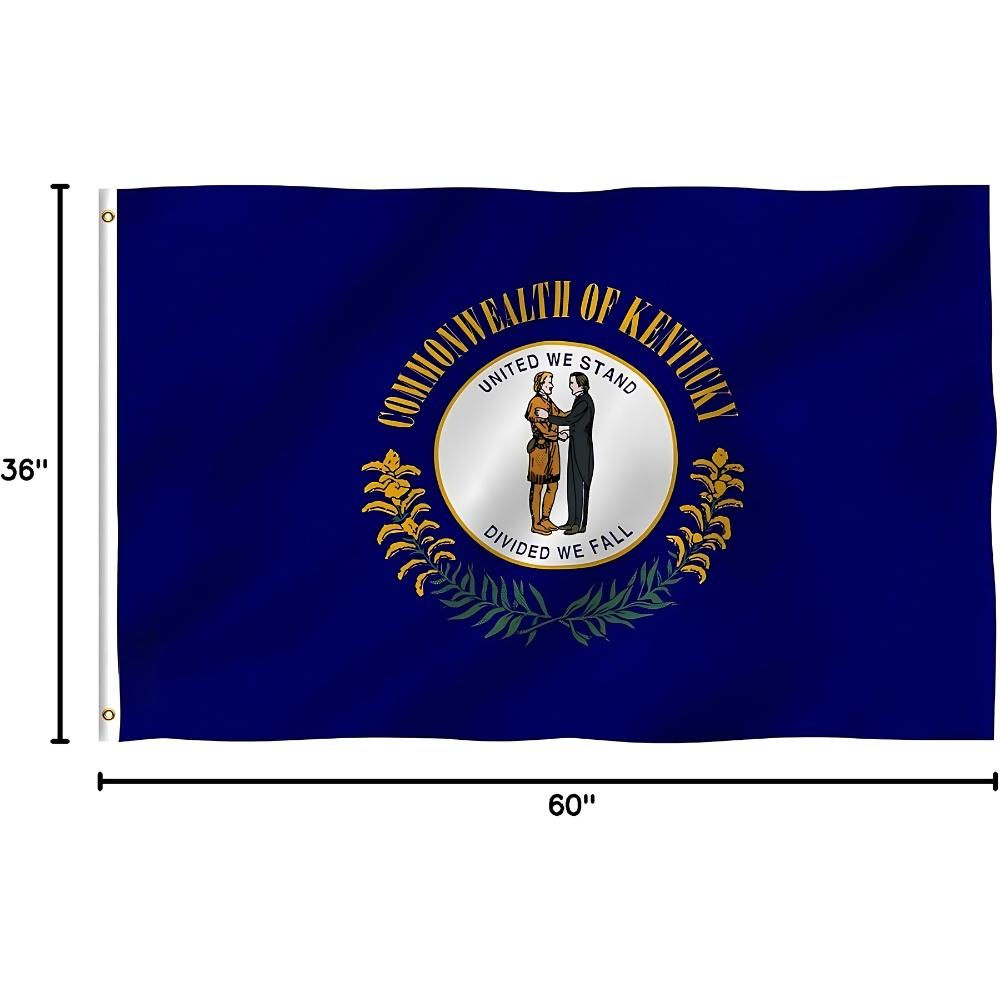 Kentucky State Flag With Brass Grommets flying on outdoor flagpole