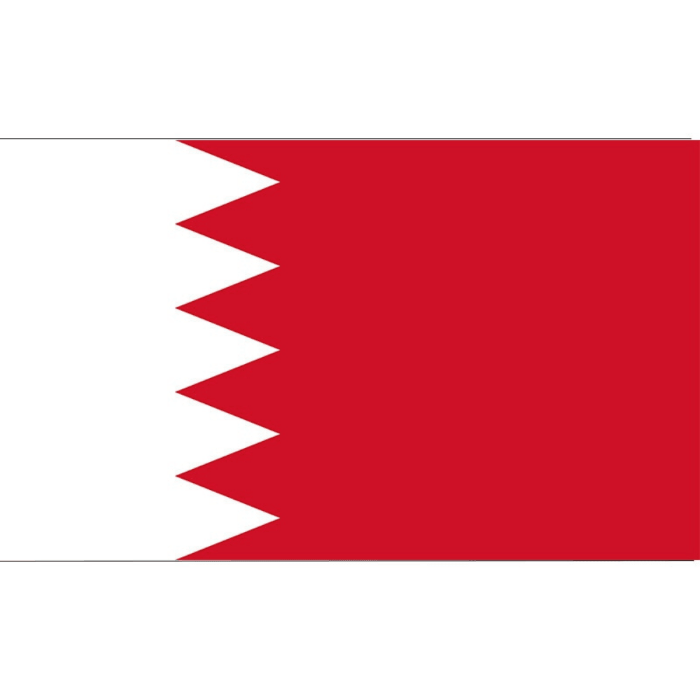 Bahrain Flag Display - front view on white background