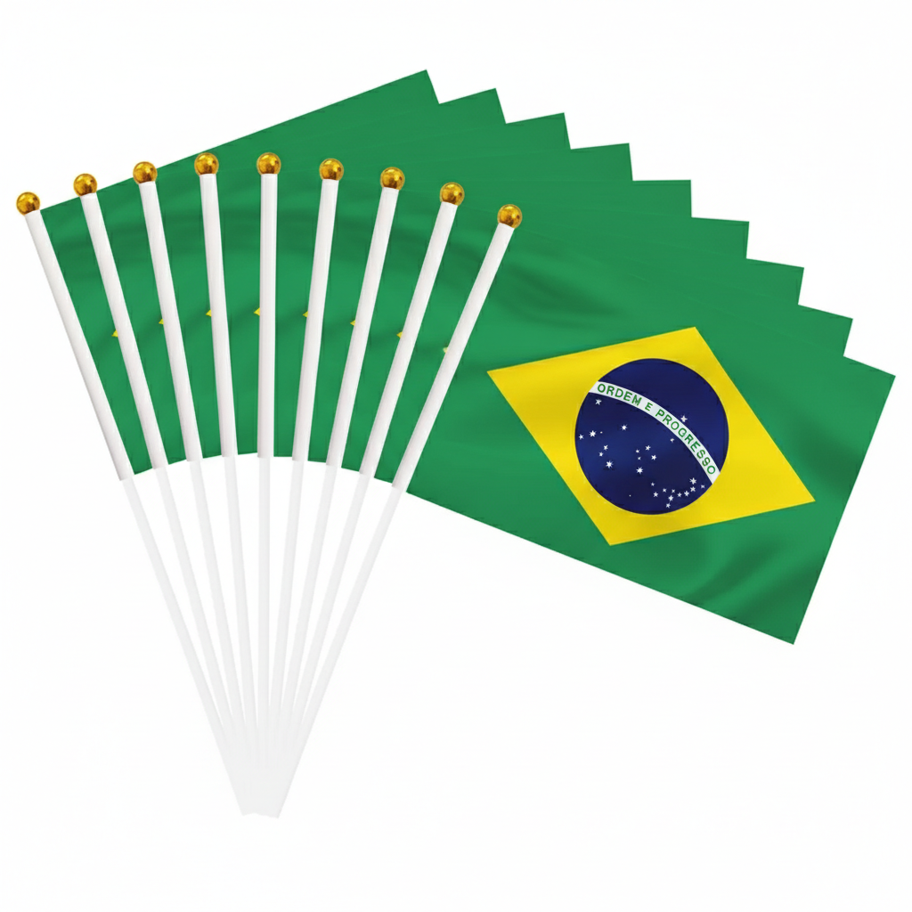 10 Pieces Of FIFA 2026 Brazil Mini Flag - close-up of fabric and stitching detail