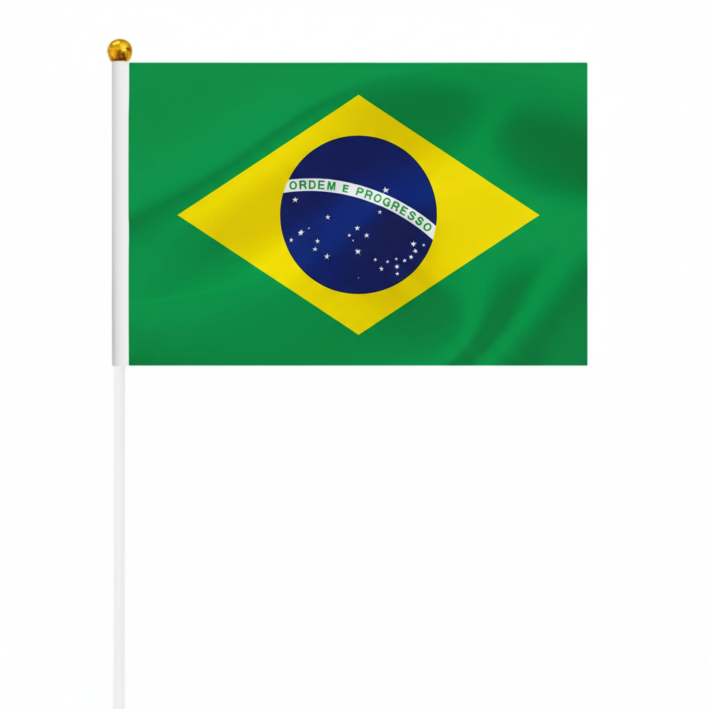 10 Pieces Of FIFA 2026 Brazil Mini Flag - front view with vivid colors