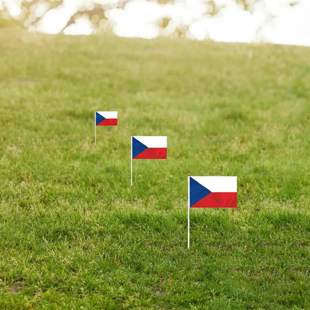 Czech Republic Flag - brass grommets and reinforced edge detail