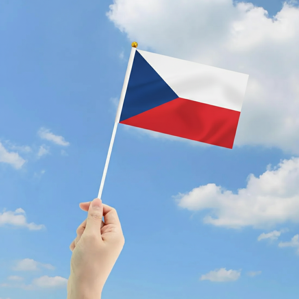Czech Republic Flag - displayed outdoors on flagpole