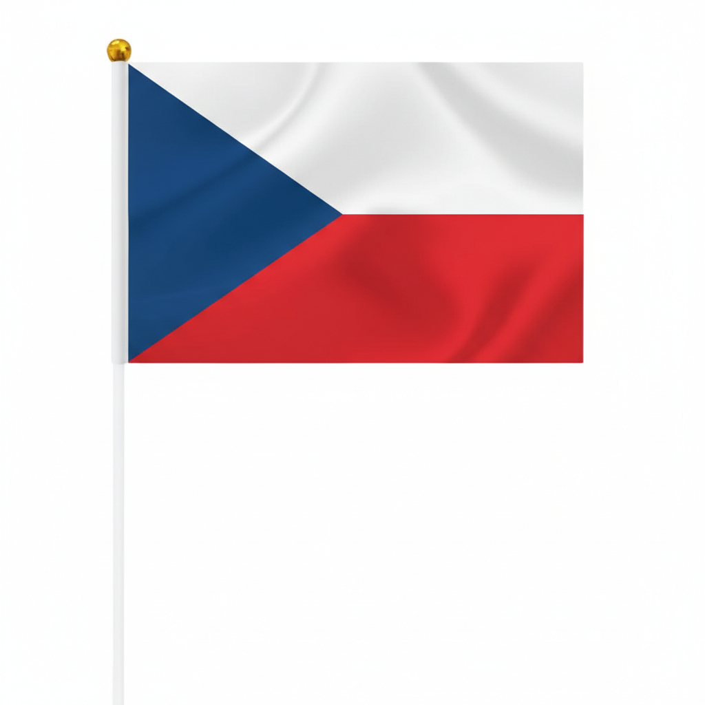 Czech Republic Flag - front view with vivid colors