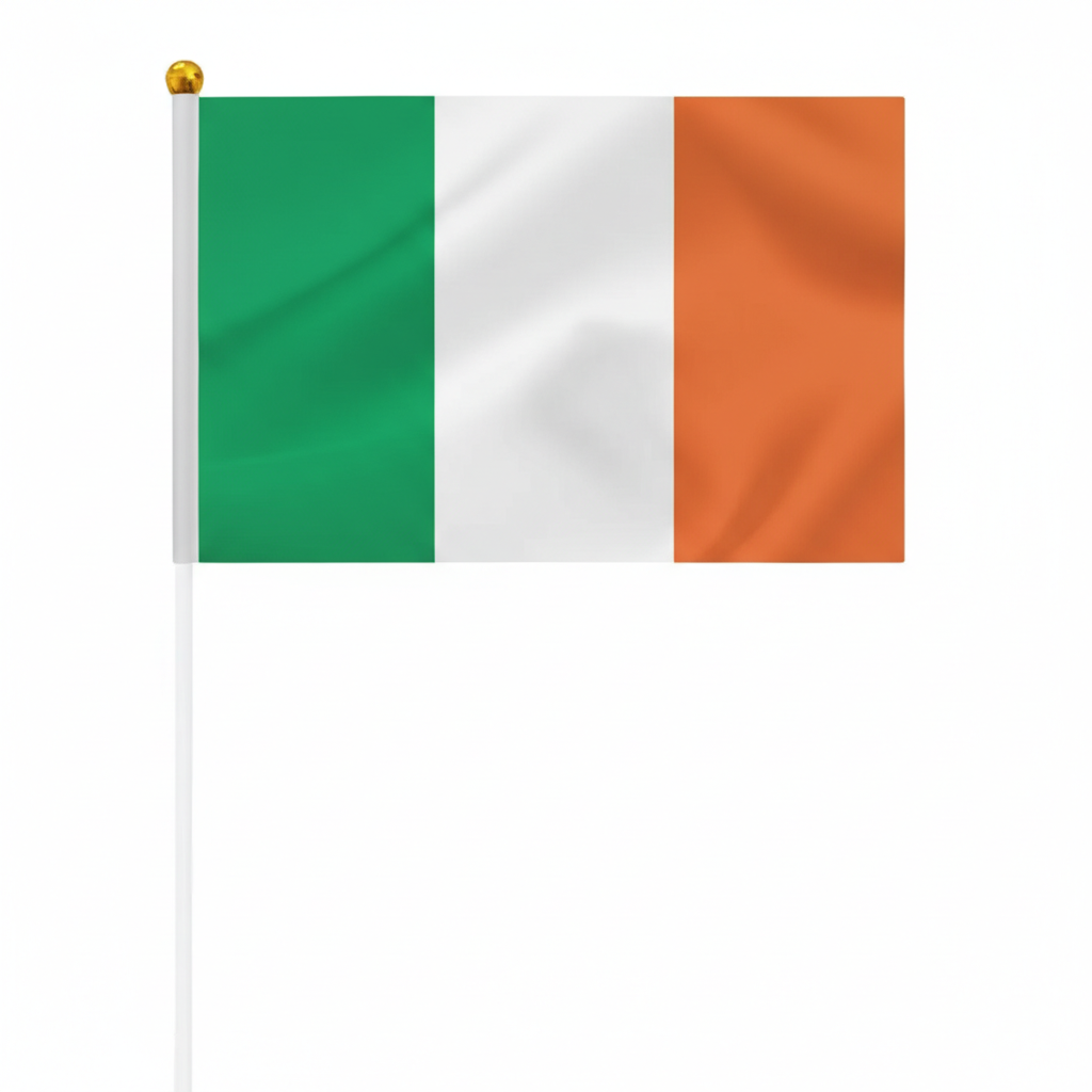 10 Pieces Of Official FIFA 2026 Ireland Mini Flags - front view on white background