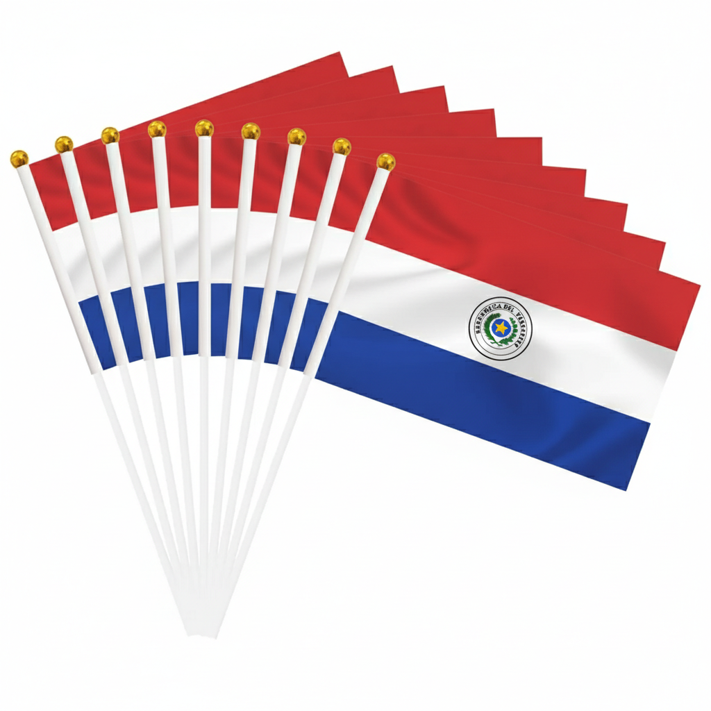 10 Pieces Of Official FIFA 2026 Paraguay Mini Flags