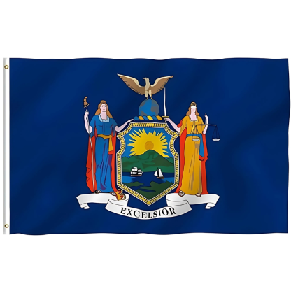 New York State Emblem Flag With Fade Resistant Material-Globe Flags