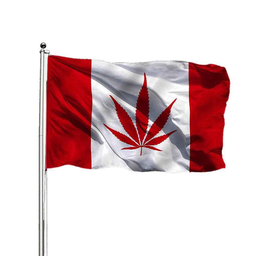 Canadian Flag with Leaf-Globe Flags