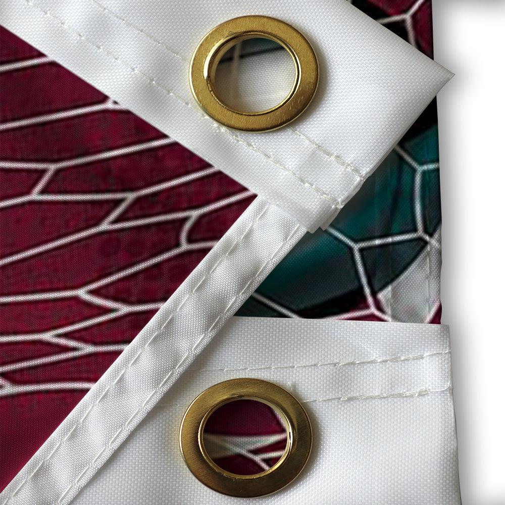Qatar World Cup Flag with brass grommet hardware detail