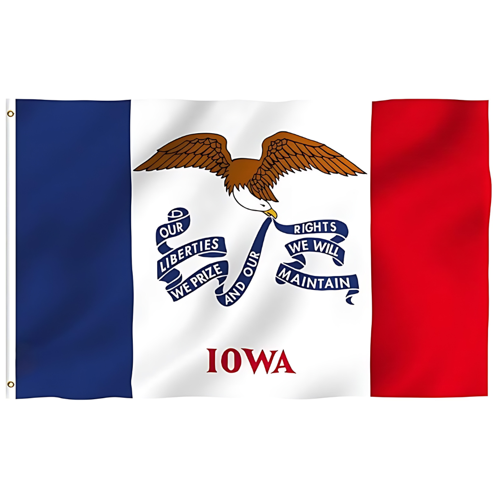 Iowa Flag With Rust Resistant Grommets-Globe Flags