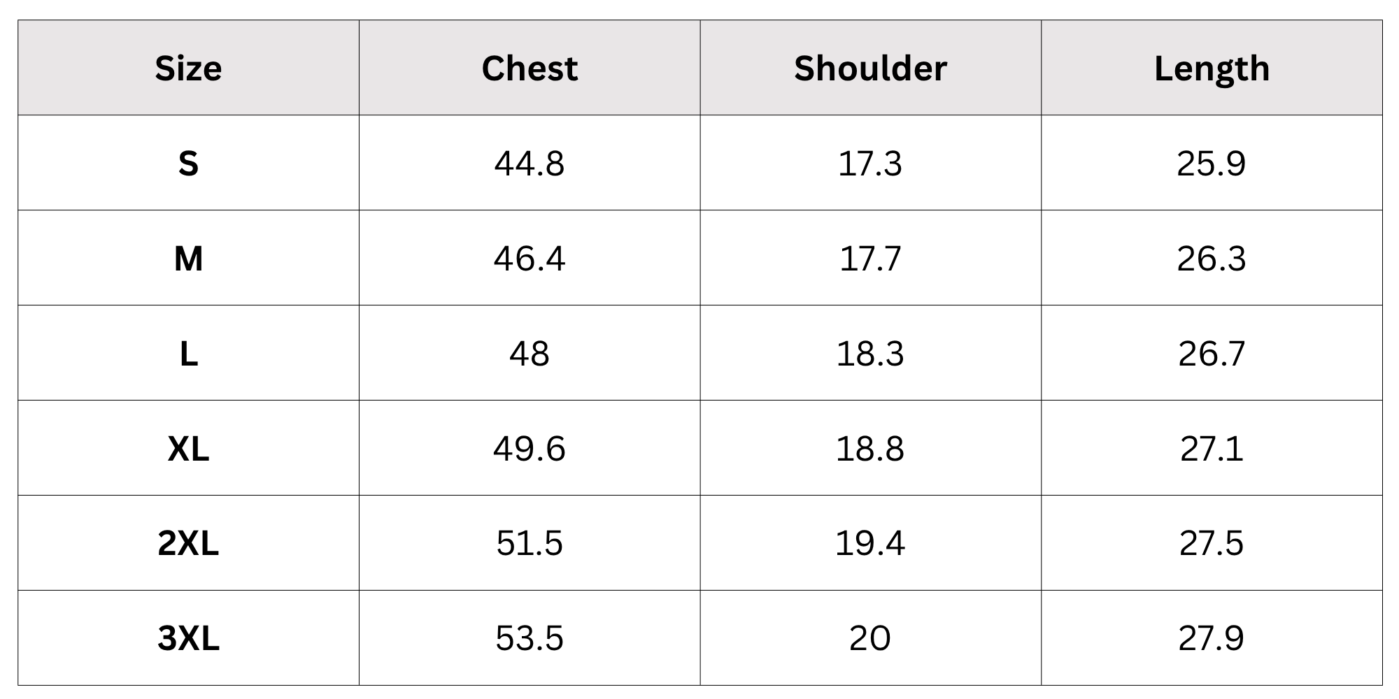 Size Chart