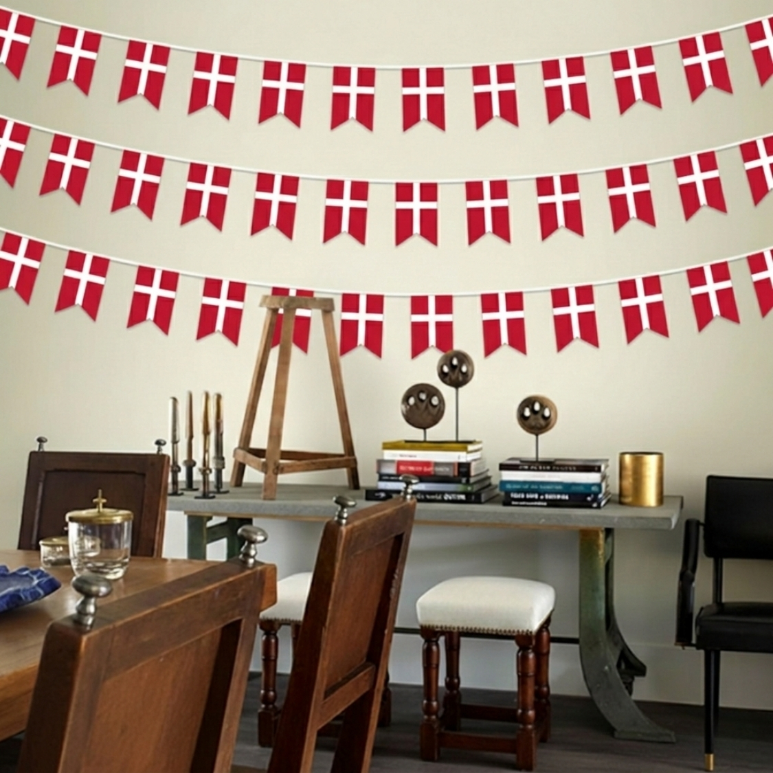 Official FIFA 2026 Denmark Flag Banner close-up showing fabric and print quality