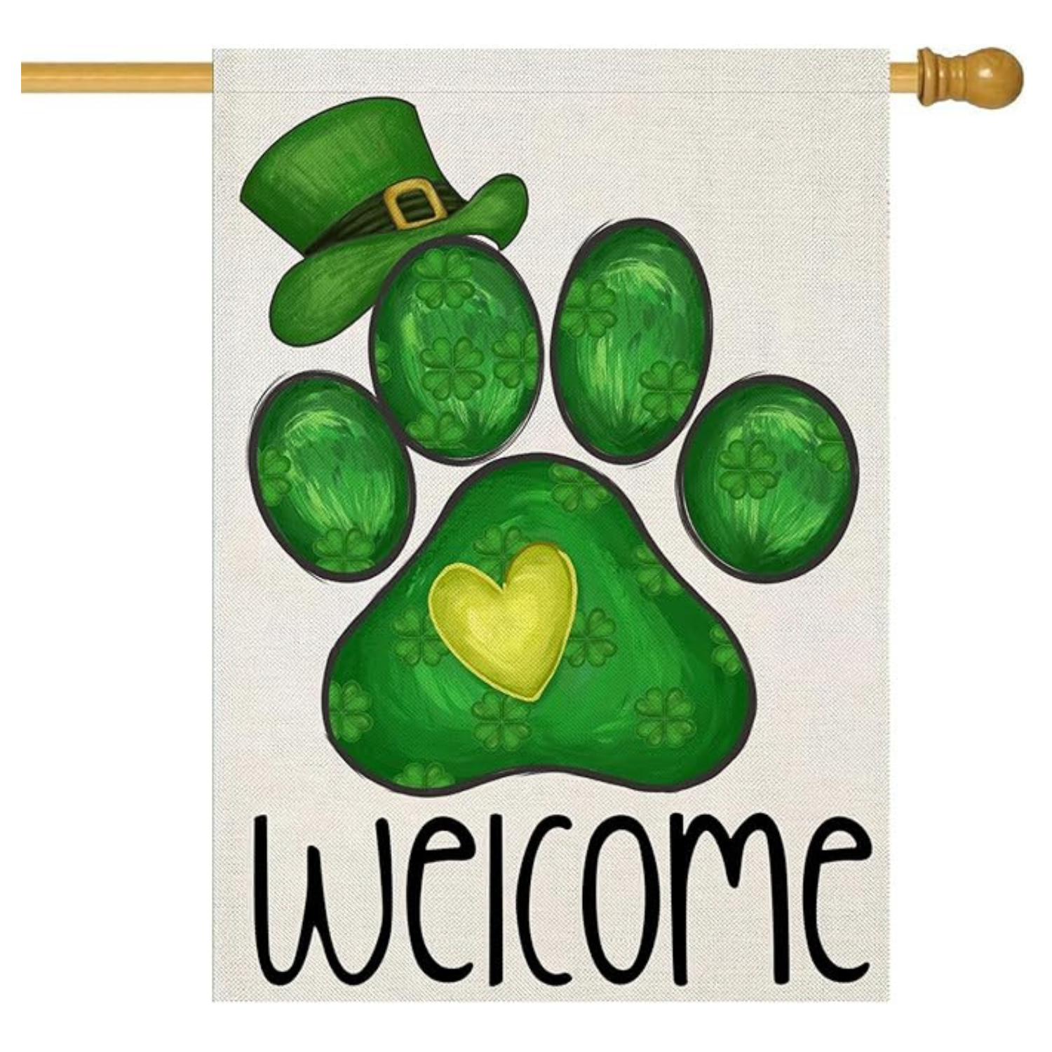 St Patricks Day Paw Print Garden Flag For Outdoor Decoration-Globe Flags