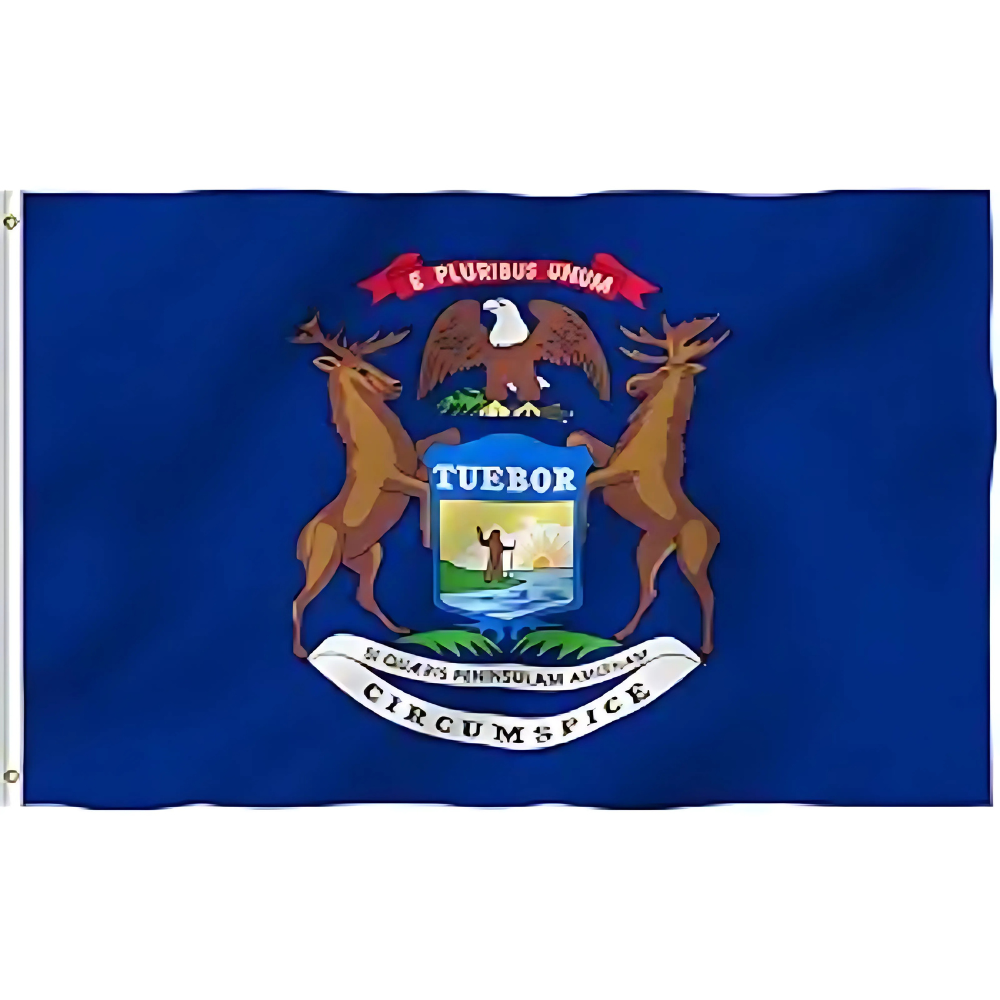 Michigan State Flag With Emblem-Globe Flags