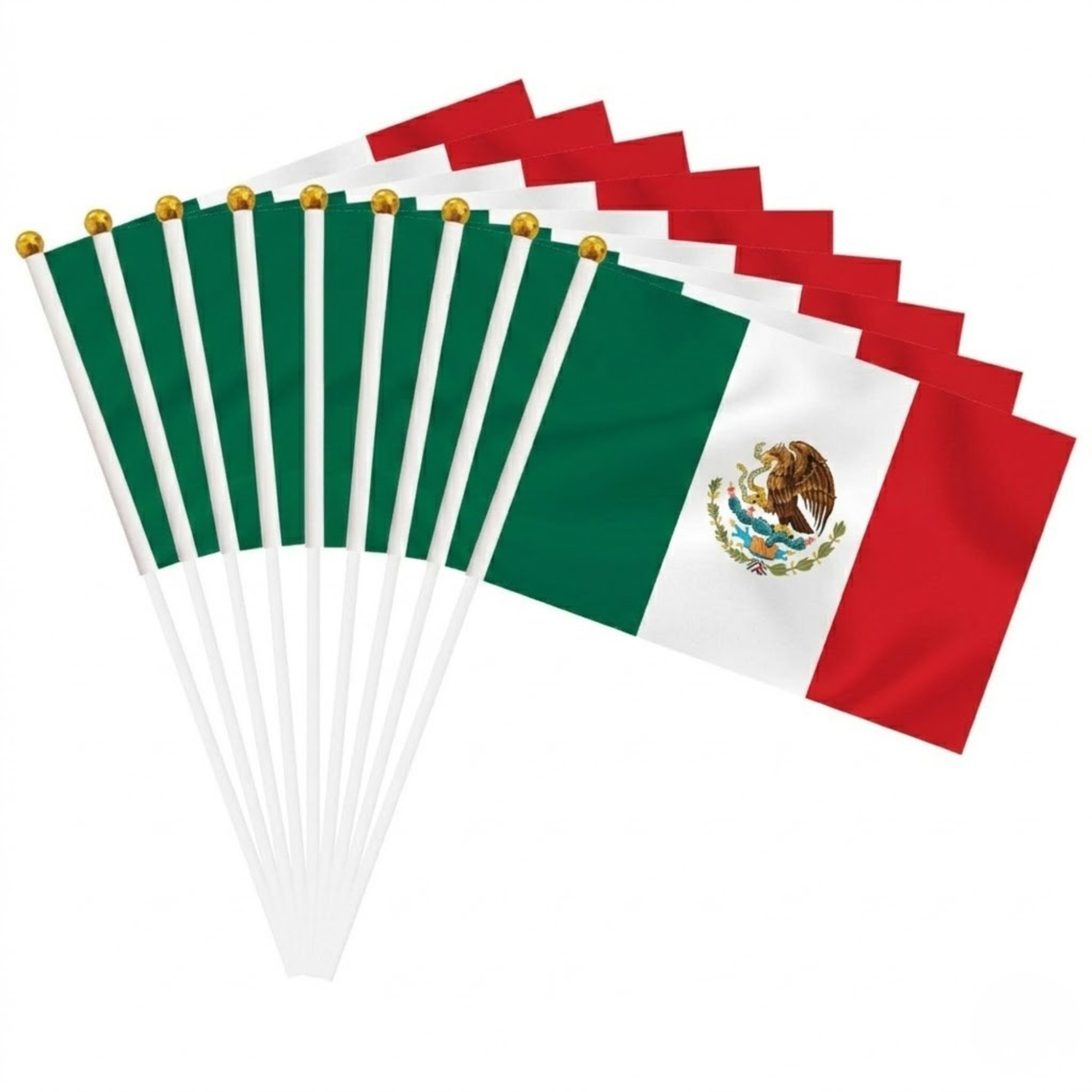 10 Pieces Of Official FIFA 2026 Mexico Mini Flags flying on outdoor flagpole