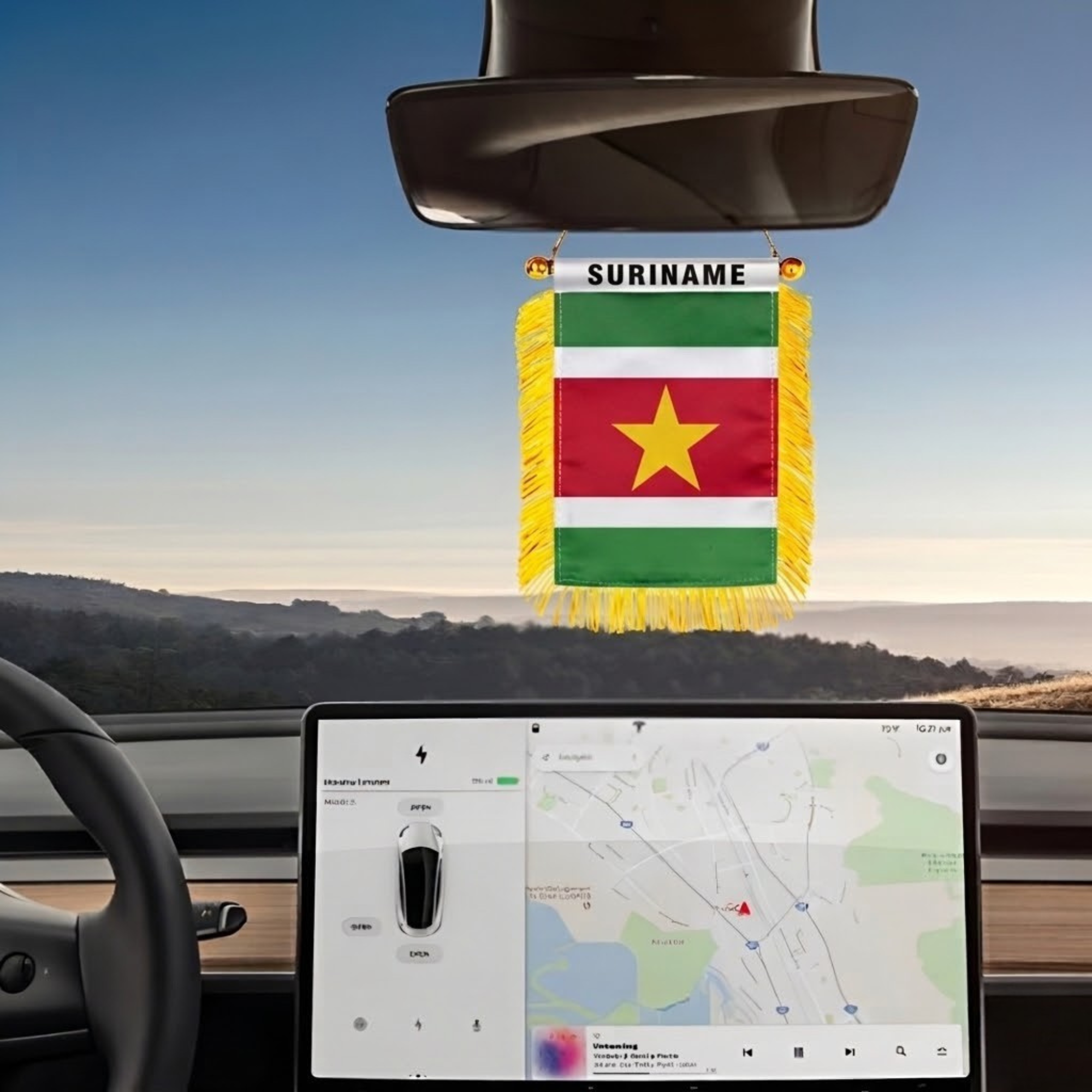Official FIFA 2026 Suriname Car Window Mini Decorative Flag