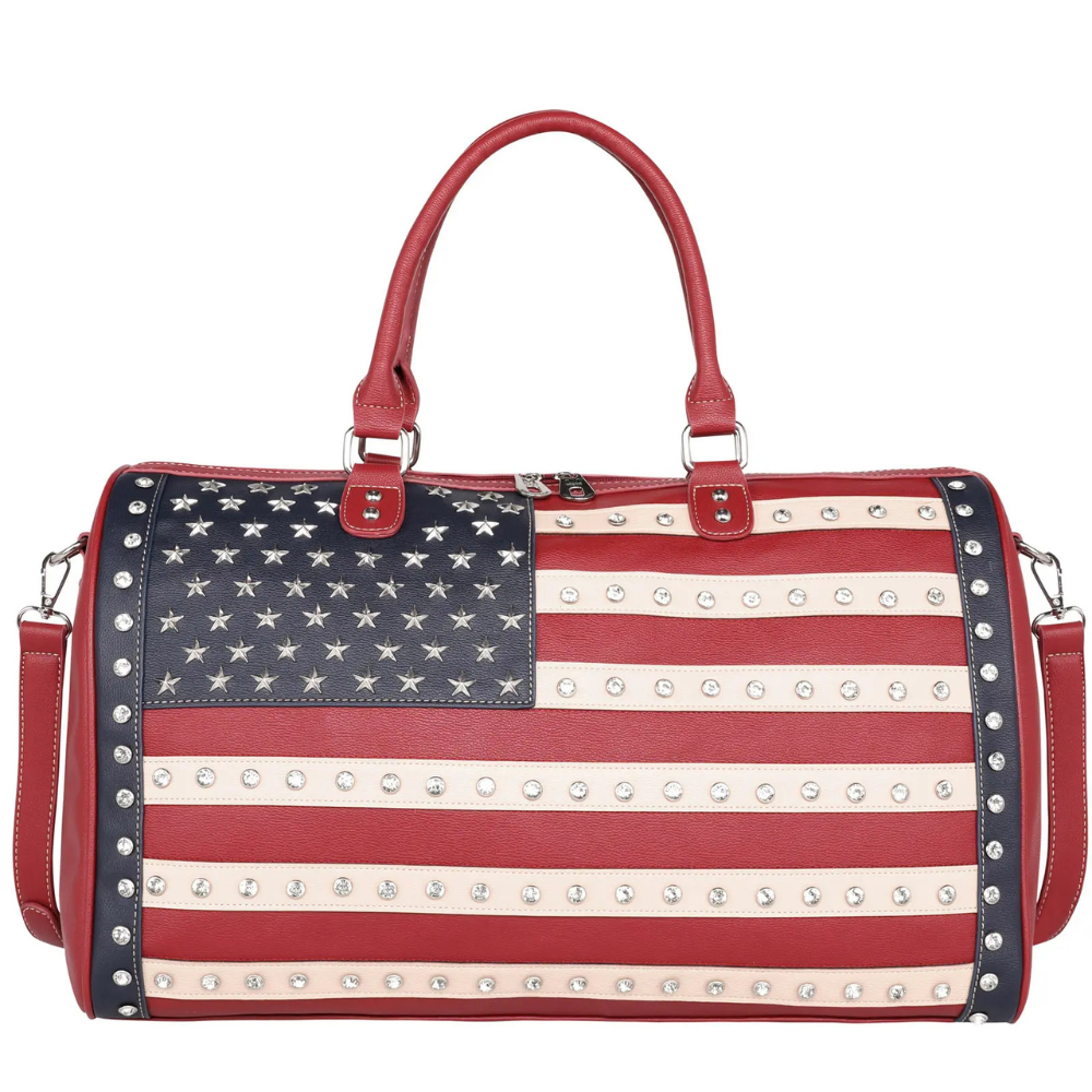 Duffel Flag Studded Weekender Travel Bag For Women