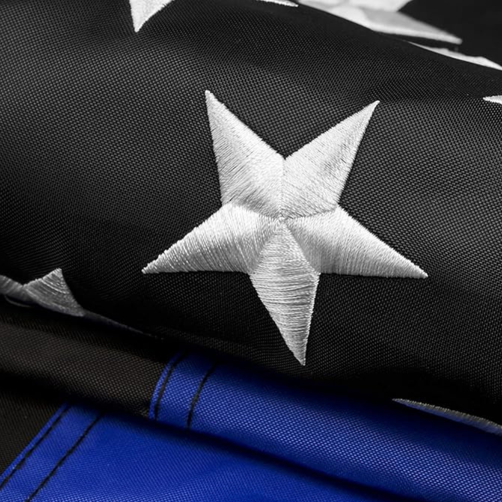 Classic Embroidered Flag With Strong Reinforced Edges flying on outdoor flagpole