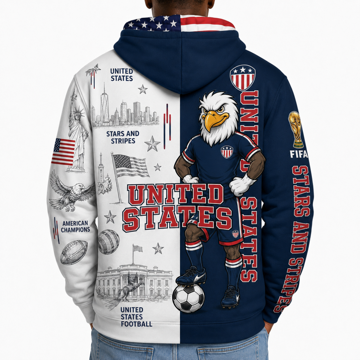 FIFA 2026 United States Football Themed All Over Printed Hoodie