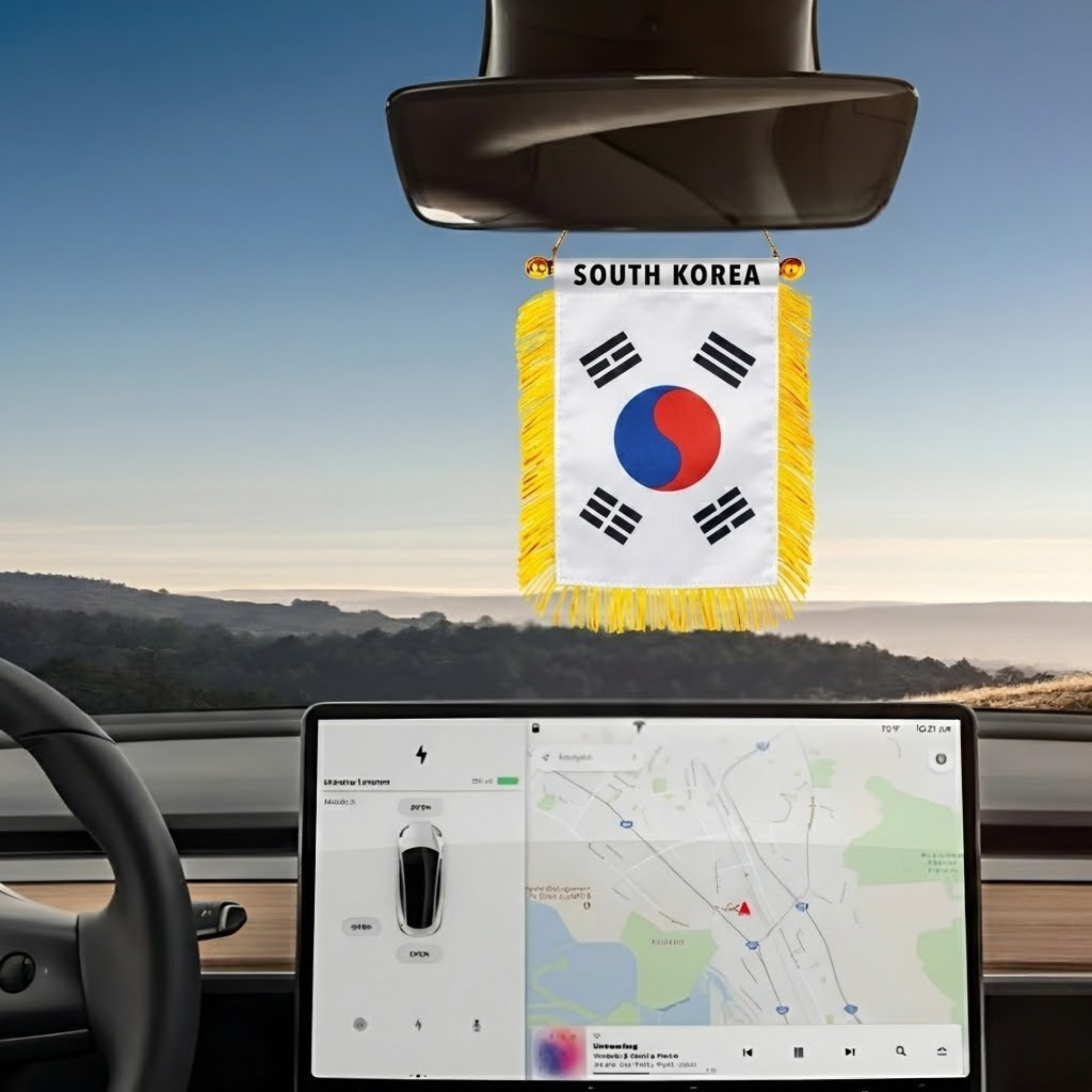 Official FIFA 2026 South Korea Car Window Mini Decorative Flag mount hardware close-up