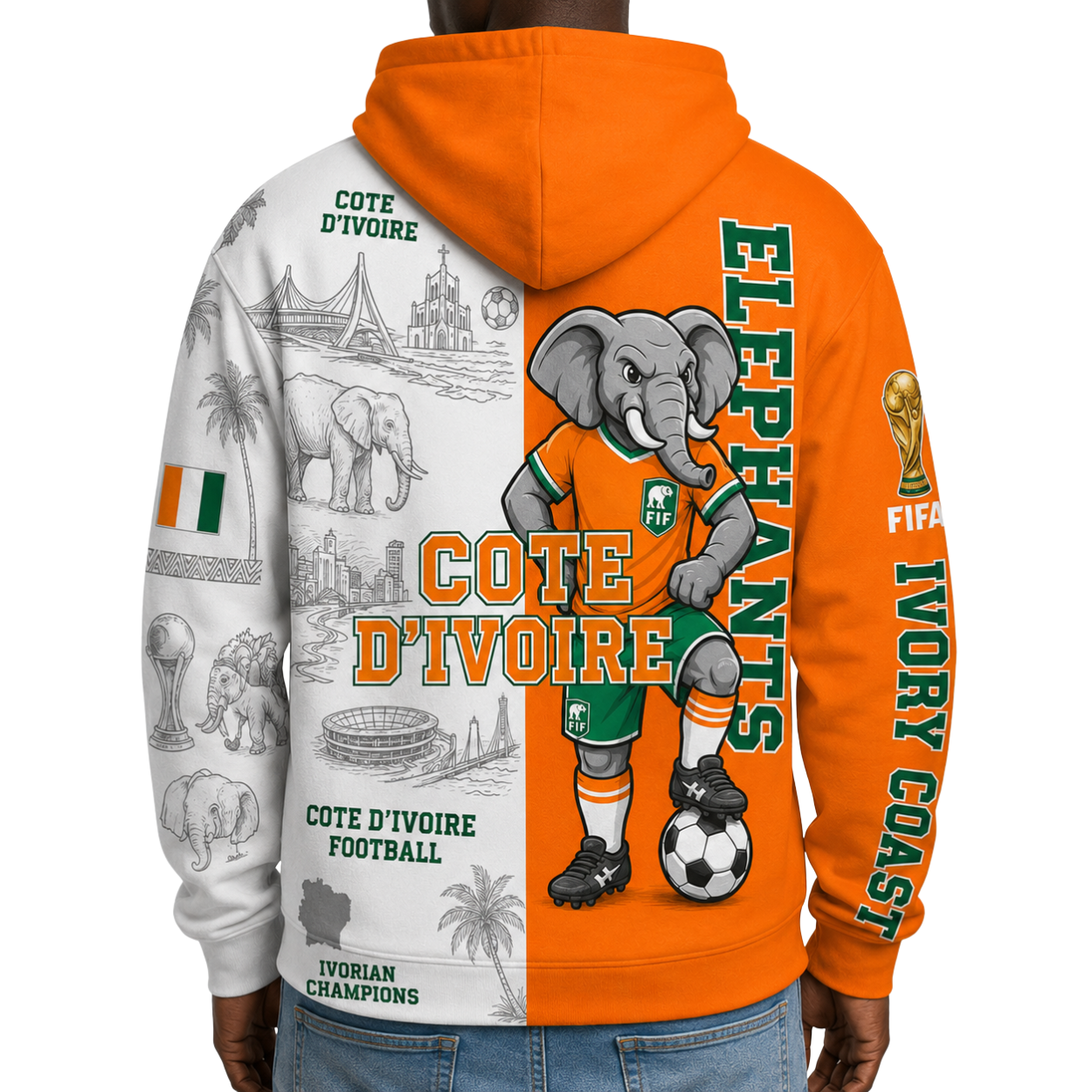 FIFA 2026 Côte d'Ivoire Football Themed All Over Printed Hoodie