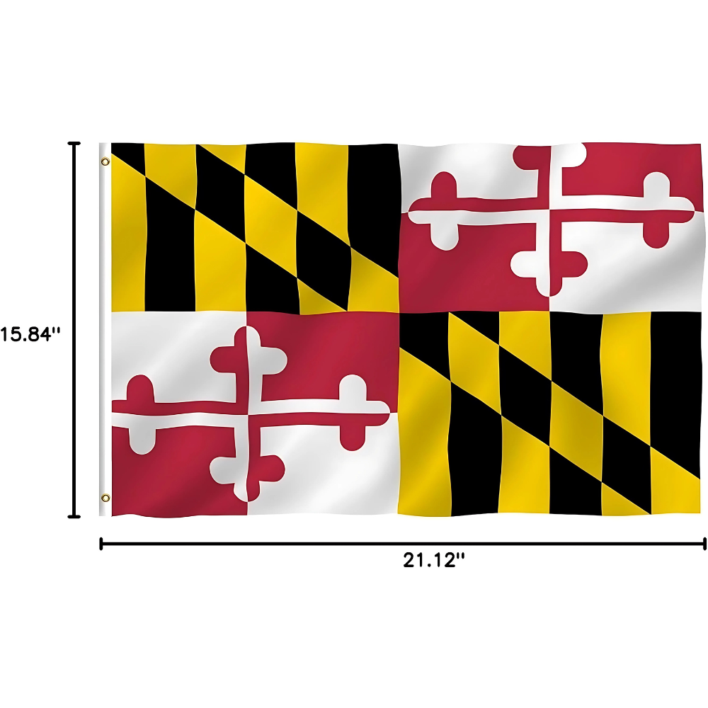 Maryland State Flag With Reinforced Stitching flying on outdoor flagpole