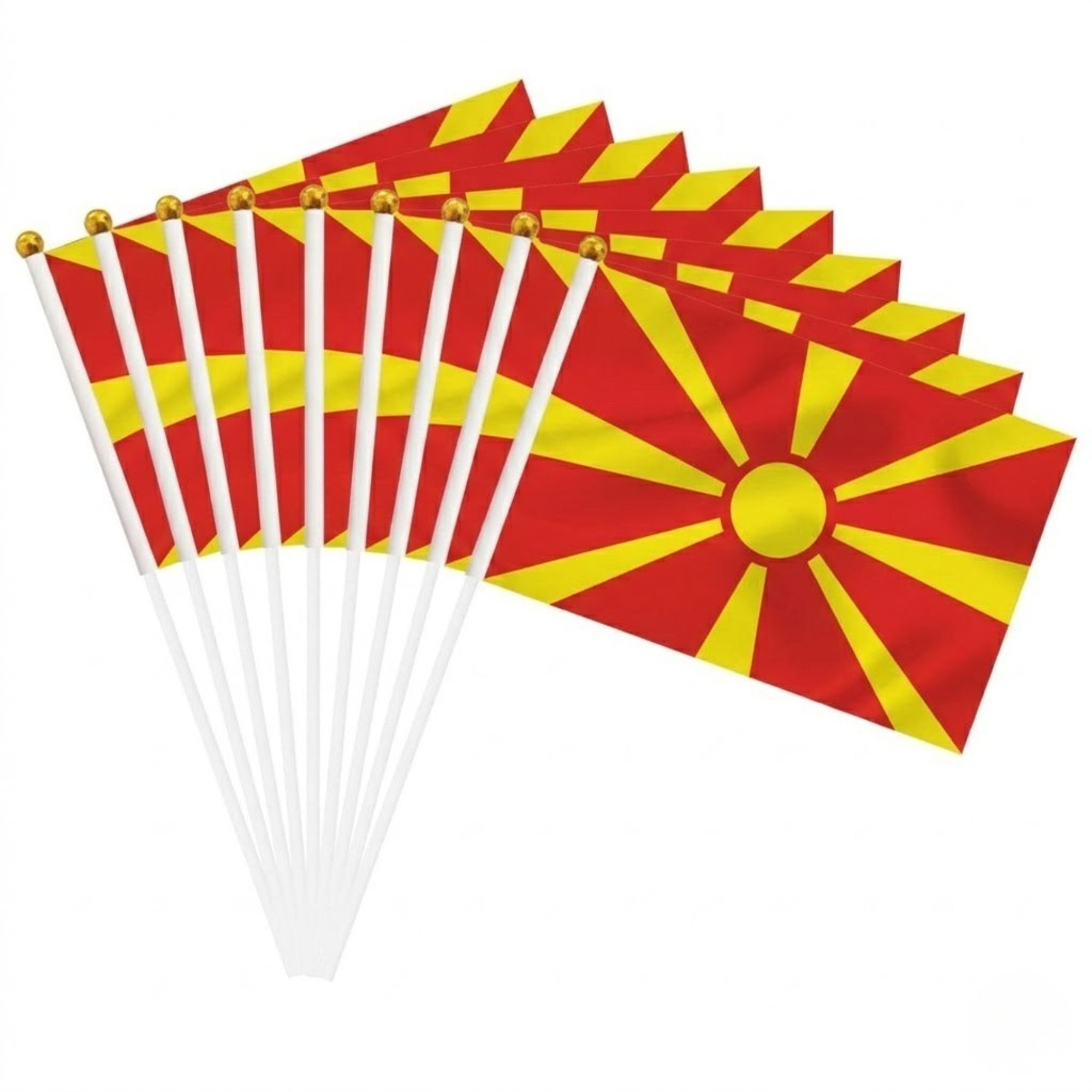 10 Pieces Of FIFA 2026 North Macedonia Mini Flag - close-up of fabric and stitching detail